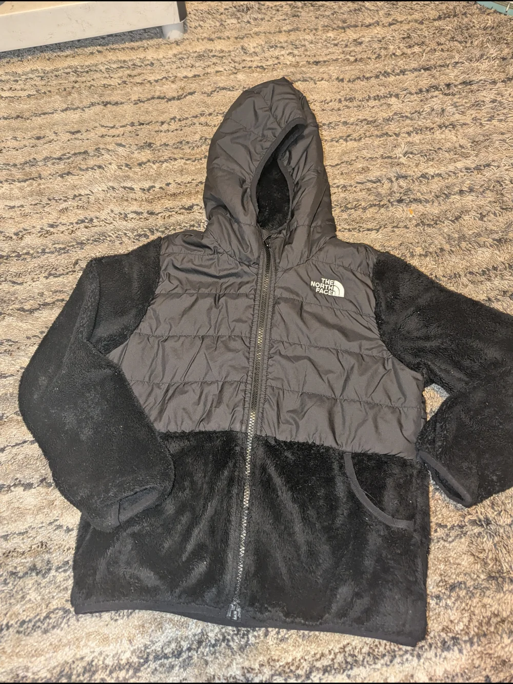The North Face Kids Black Hooded Quilted & Fleece Jacket